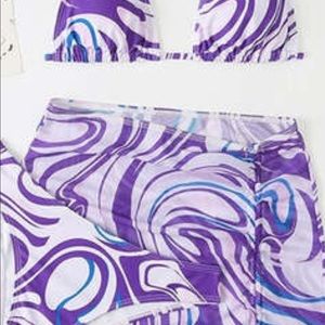 Bikini set with coverup shear skirt